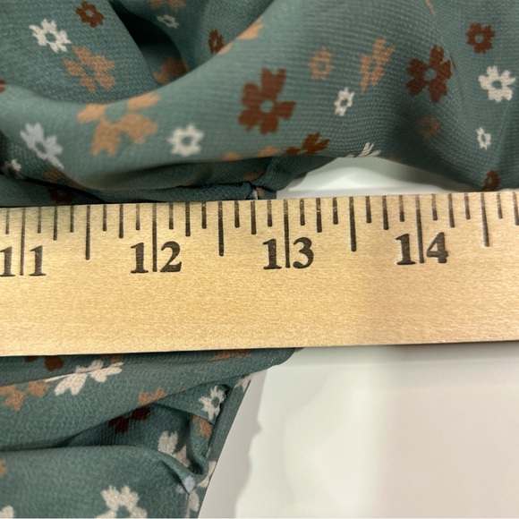 Pink Lily Blouse Shirt Top Women’s Junior Small Green Floral Smocked Boho Fairy - Picture 7 of 11